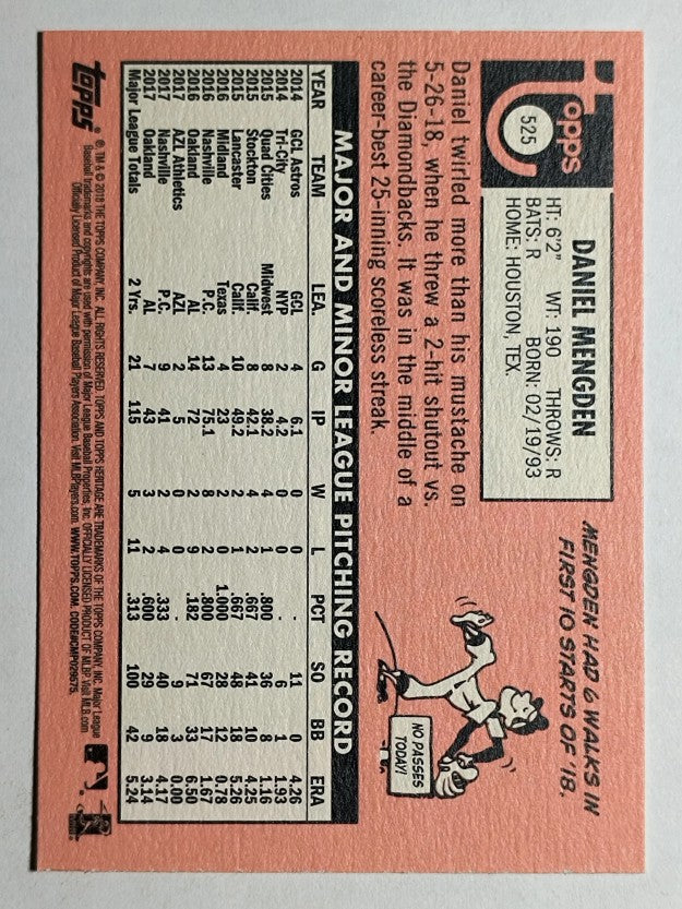 2018 Topps Heritage #525 Daniel Mengden