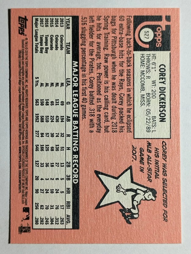 2018 Topps Heritage #527 Corey Dickerson