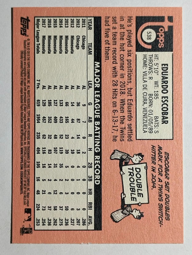 2018 Topps Heritage #538 Eduardo Escobar