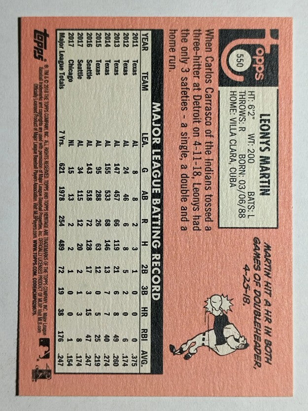 2018 Topps Heritage #550 Leonys Martin