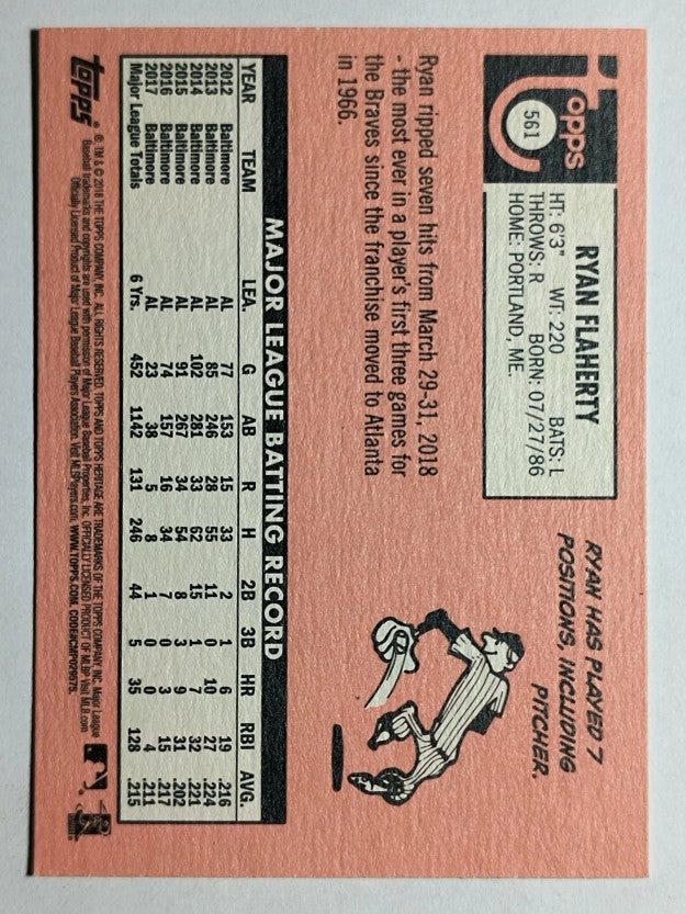 2018 Topps Heritage #561 Ryan Flaherty