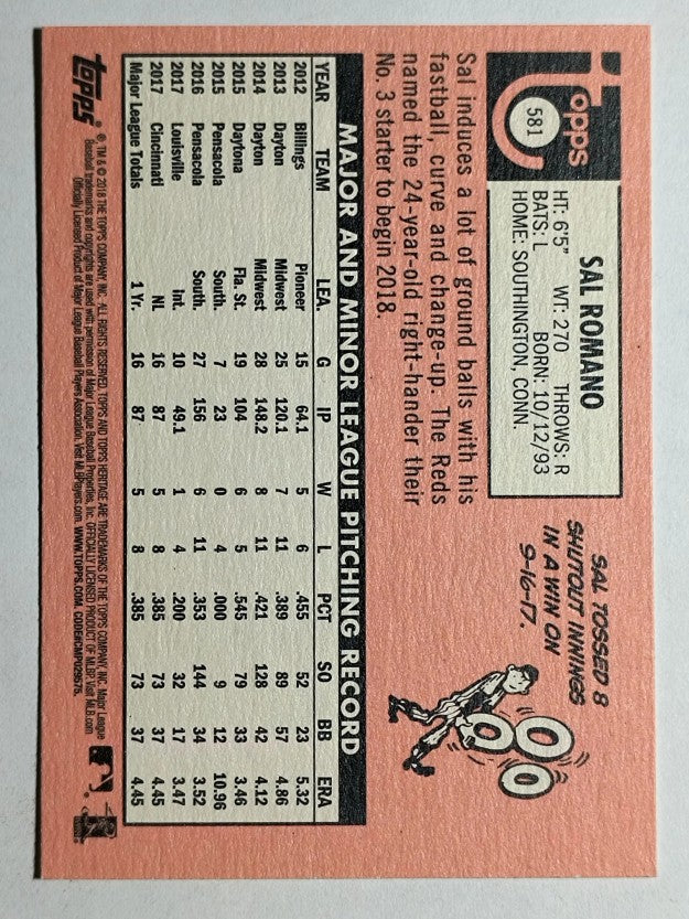 2018 Topps Heritage #581 Sal Romano