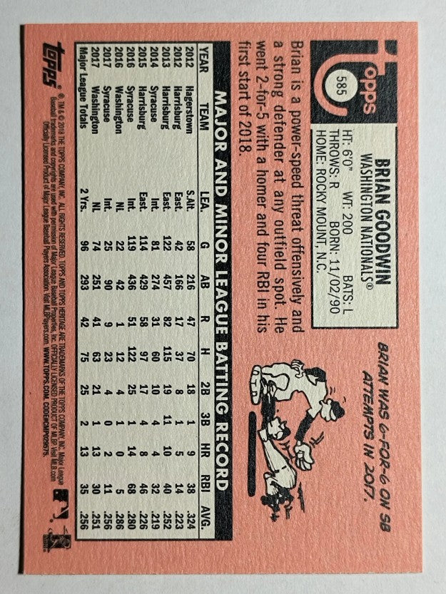 2018 Topps Heritage #585 Brian Goodwin