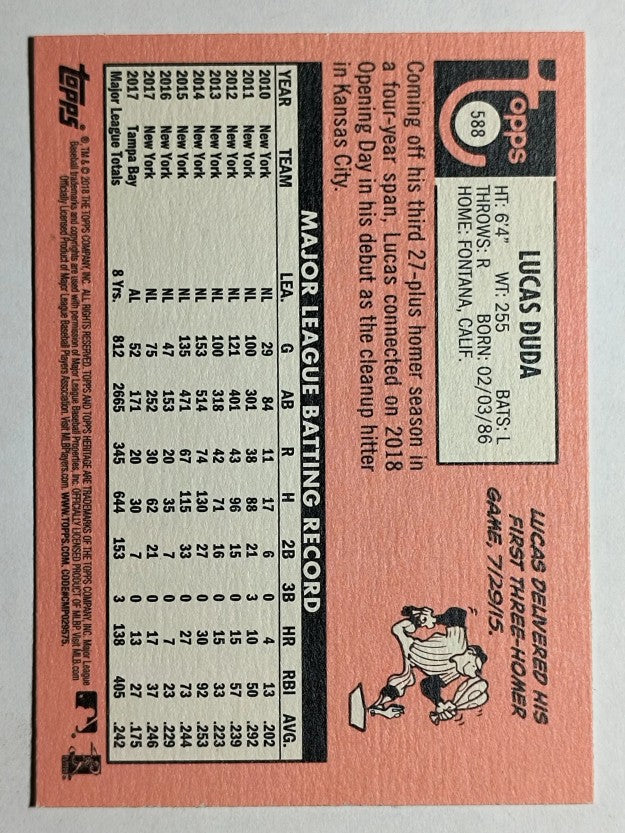 2018 Topps Heritage #588 Lucas Duda