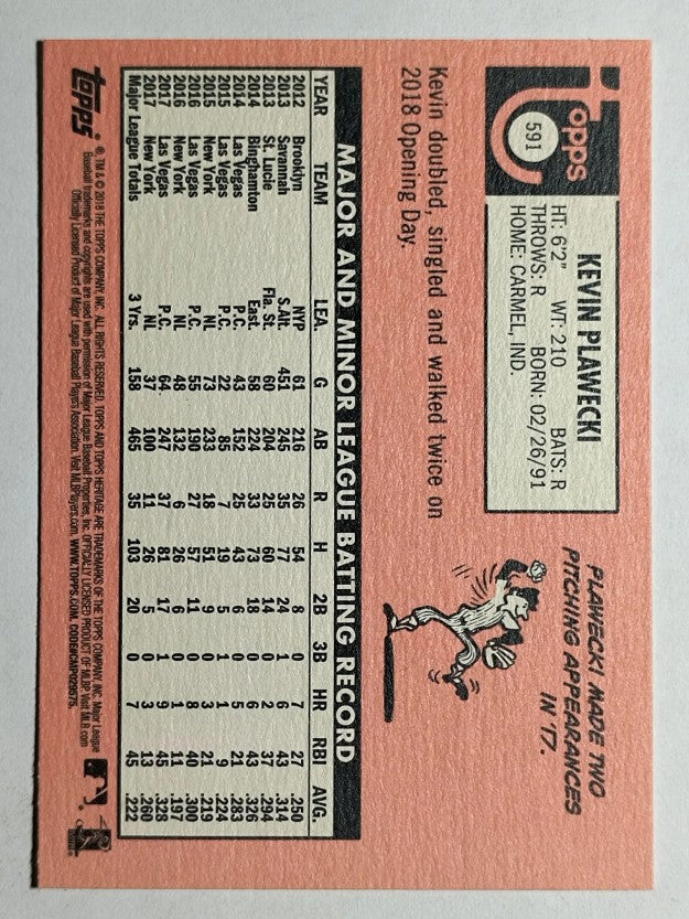 2018 Topps Heritage #591 Kevin Plawecki