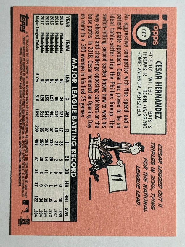 2018 Topps Heritage #602 Cesar Hernandez