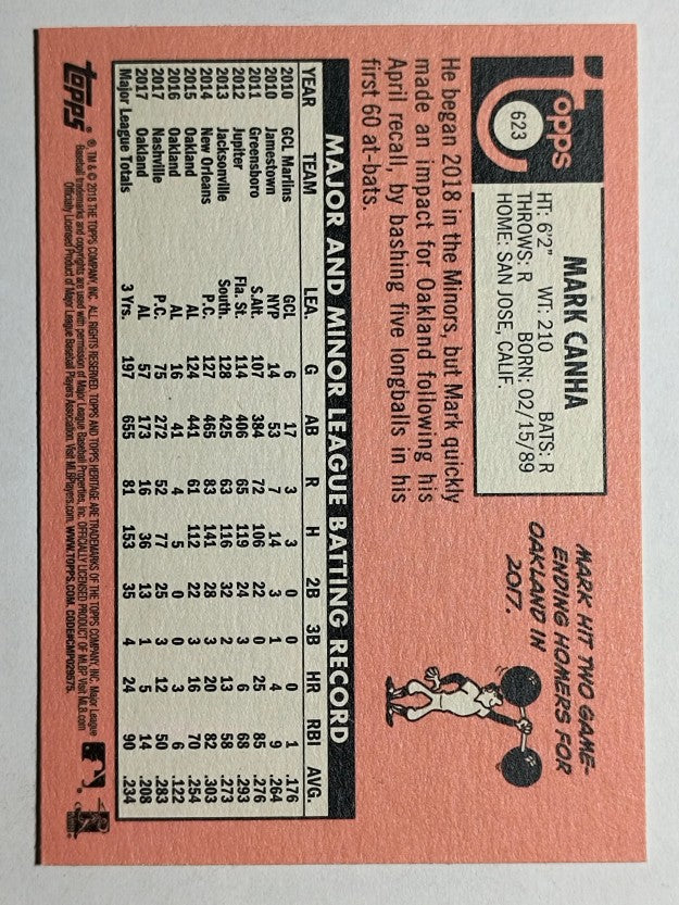 2018 Topps Heritage #623 Mark Canha