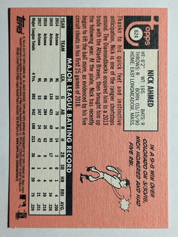 2018 Topps Heritage #624 Nick Ahmed