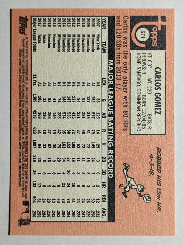2018 Topps Heritage #671 Carlos Gomez