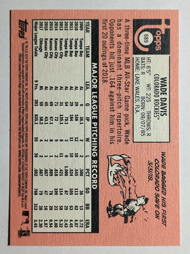 2018 Topps Heritage #689 Wade Davis