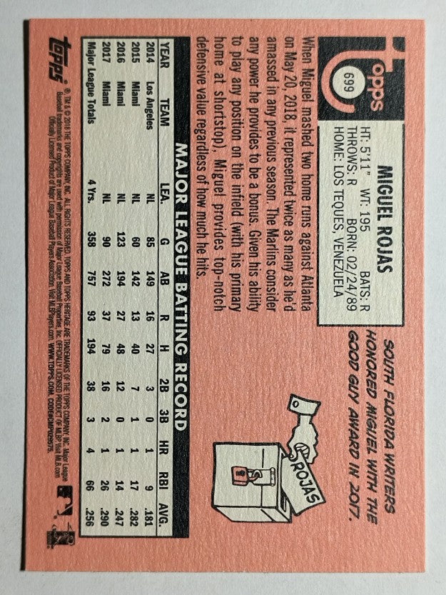2018 Topps Heritage #699 Miguel Rojas