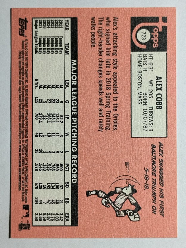 2018 Topps Heritage #723 Alex Cobb SP