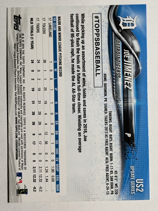 2018 Topps Update #US2 Joe Jimenez