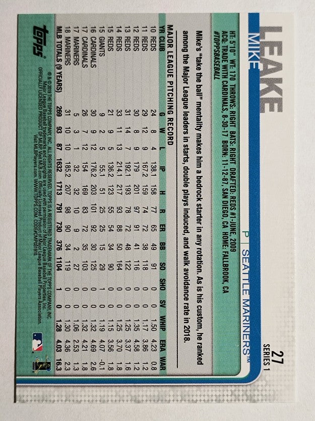 2019 Topps #27 Mike Leake