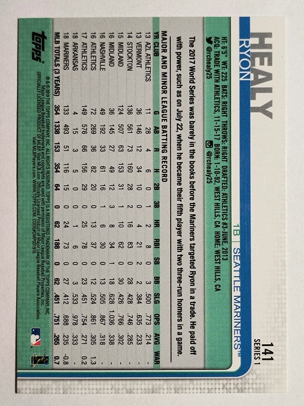 2019 Topps #141 Ryon Healy