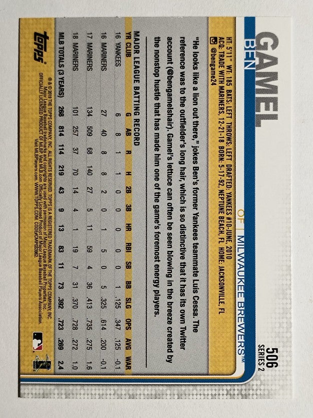 2019 Topps #506 Ben Gamel