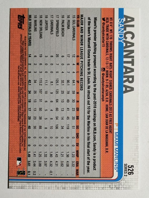 2019 Topps #526 Sandy Alcantara
