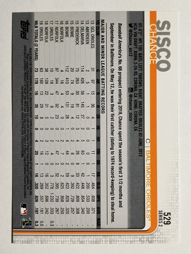 2019 Topps #529 Chance Sisco