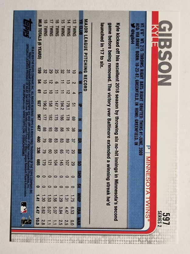 2019 Topps #597 Kyle Gibson
