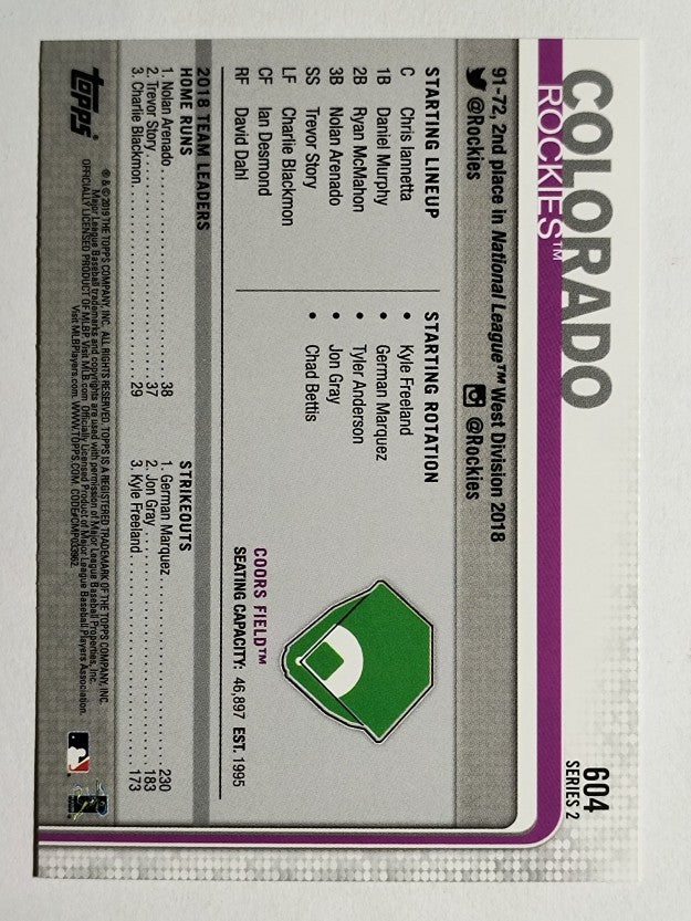 2019 Topps #604 Coors Field