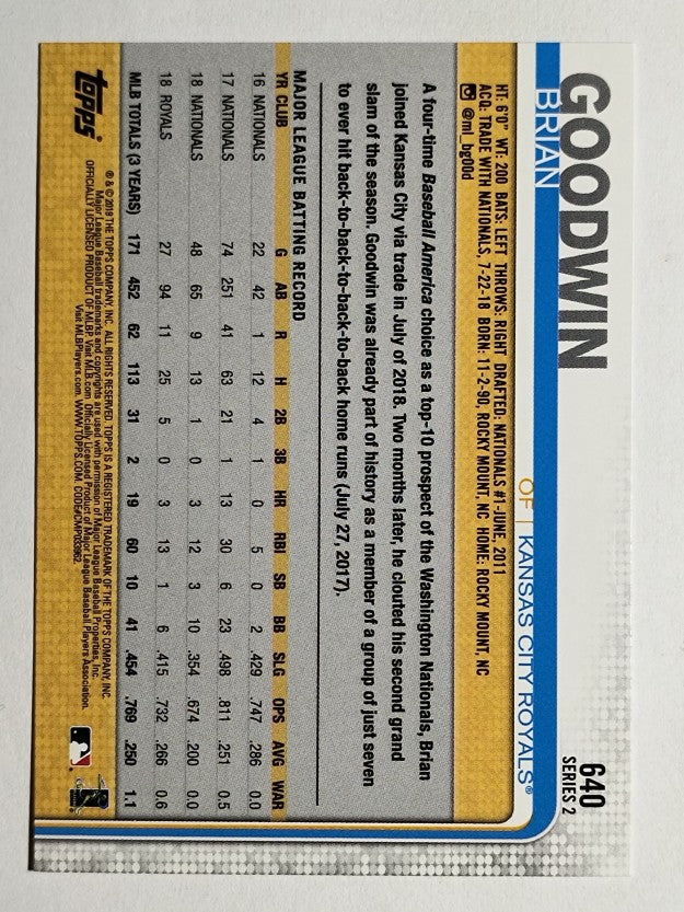 2019 Topps #640 Brian Goodwin