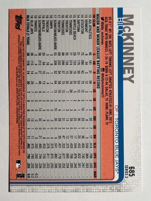 2019 Topps #685 Billy McKinney