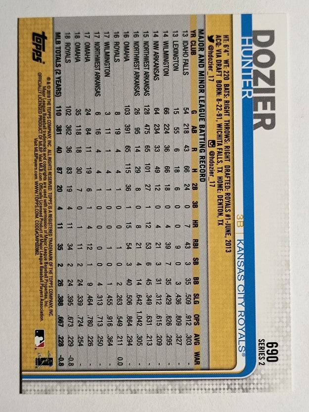 2019 Topps #690 Hunter Dozier