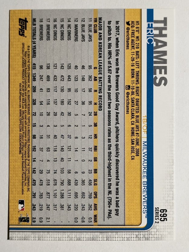 2019 Topps #695 Eric Thames