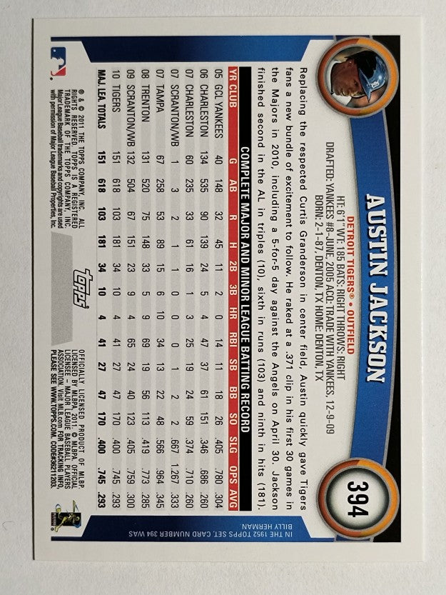 2011 Topps #394 Austin Jackson