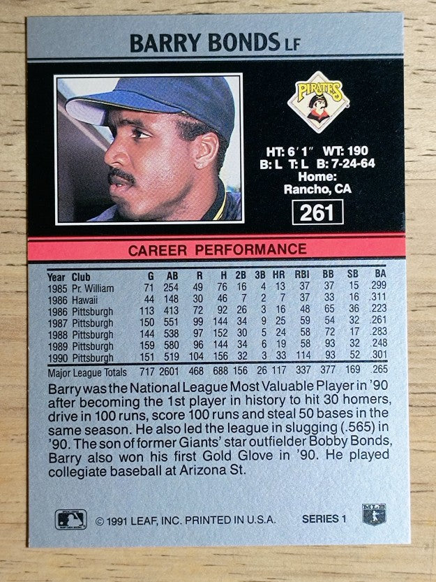 1991 Leaf #261 Barry Bonds