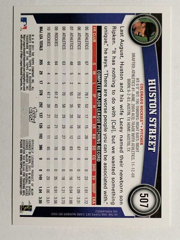 2011 Topps #507 Huston Street