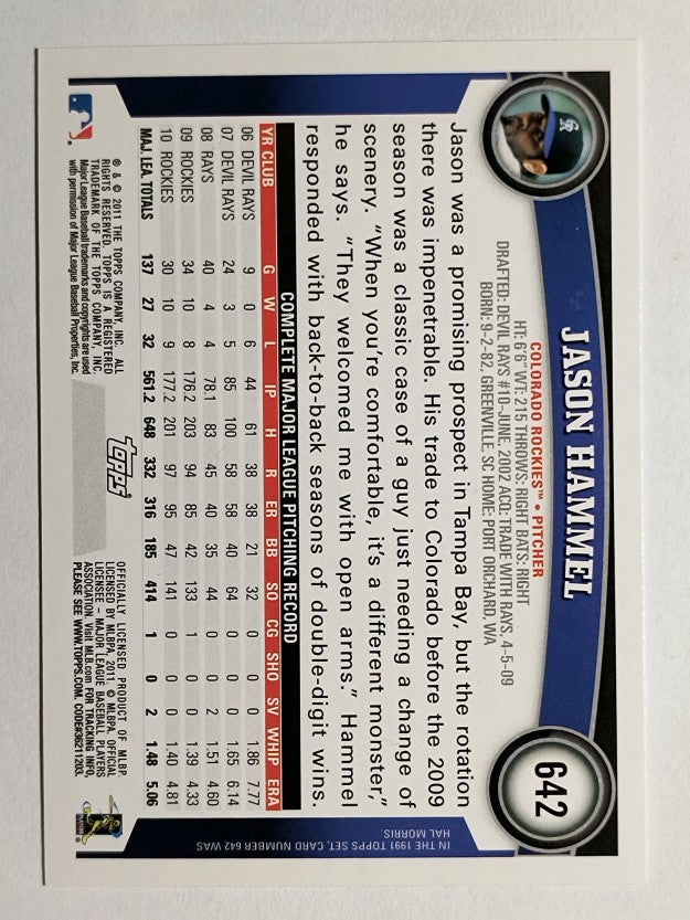 2011 Topps #642 Jason Hammel