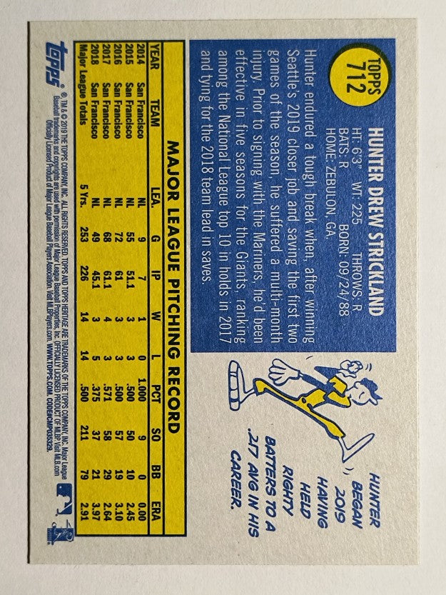 2019 Topps Heritage #712 Hunter Strickland SP