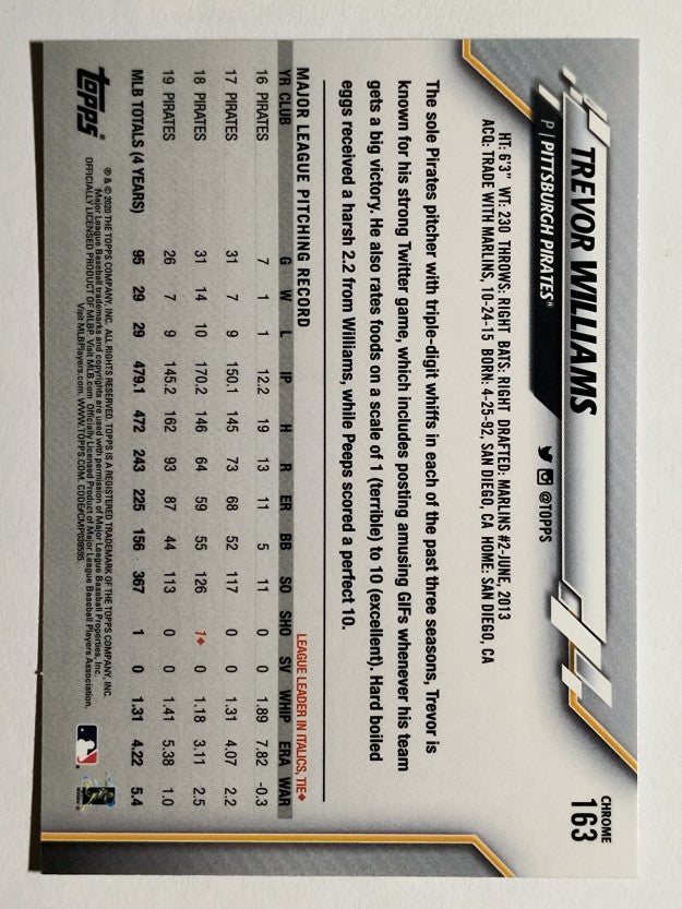 2020 Topps Chrome #163 Trevor Williams