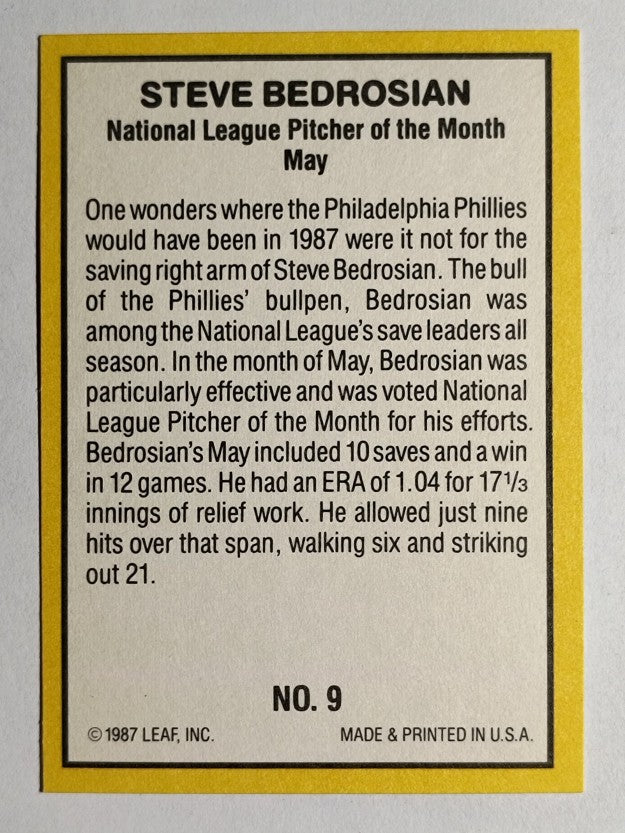 1987 Donruss Highlights #9 Steve Bedrosian
