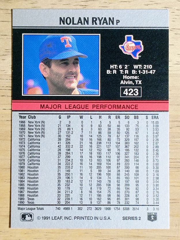 1991 Leaf #423 Nolan Ryan
