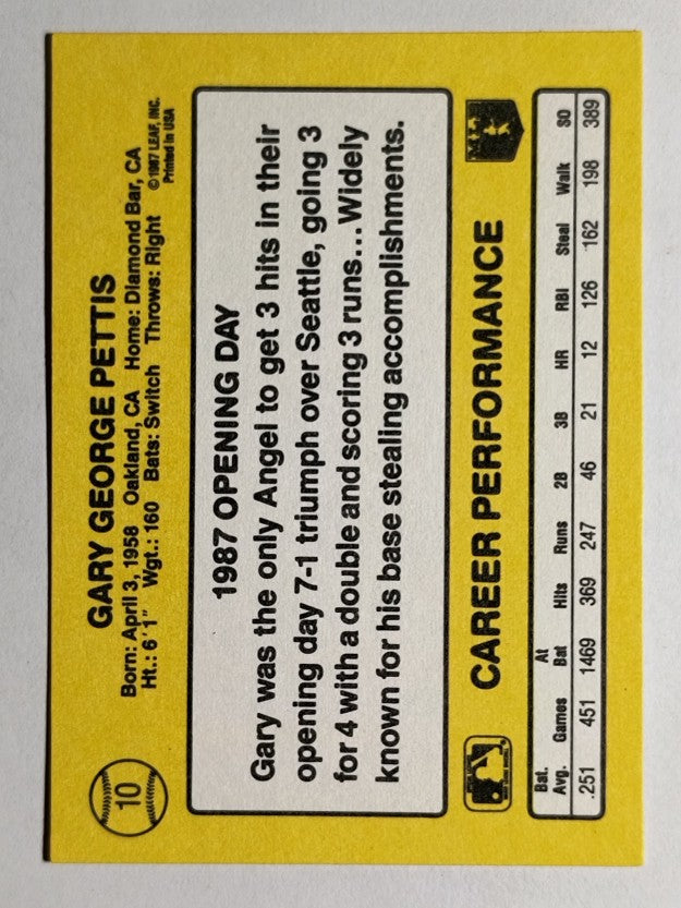 1987 Donruss Opening Day #10 Gary Pettis