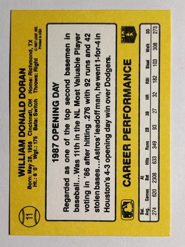 1987 Donruss Opening Day #11 Bill Doran