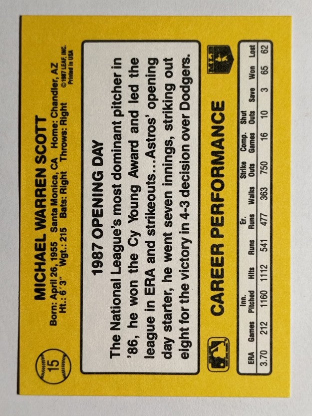 1987 Donruss Opening Day #15 Mike Scott