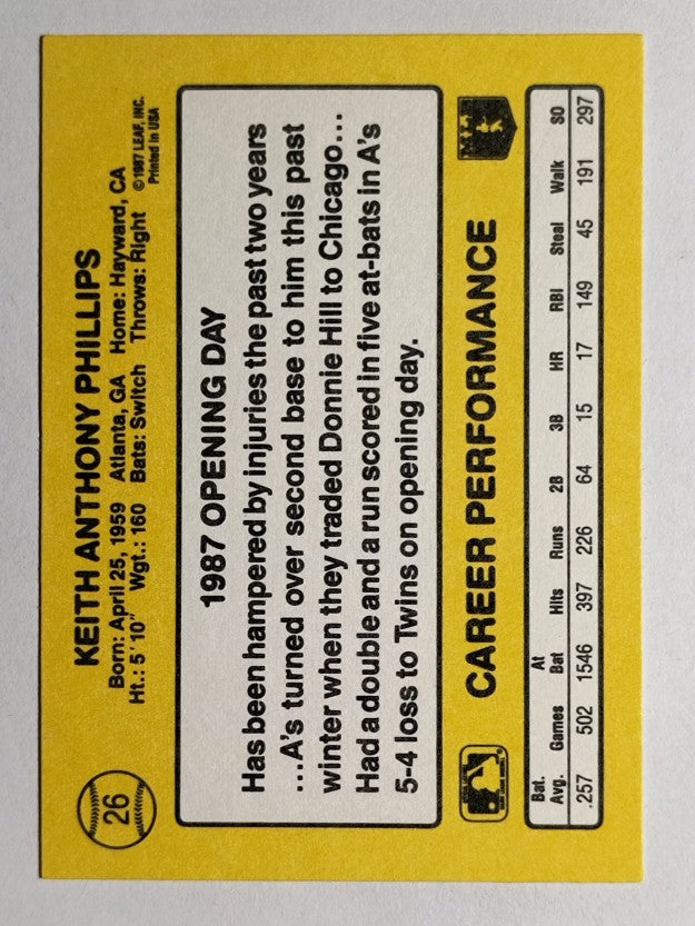 1987 Donruss Opening Day #26 Tony Phillips