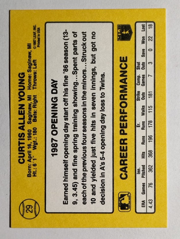 1987 Donruss Opening Day #29 Curt Young