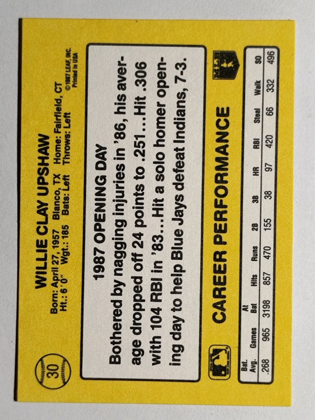 1987 Donruss Opening Day #30 Willie Upshaw