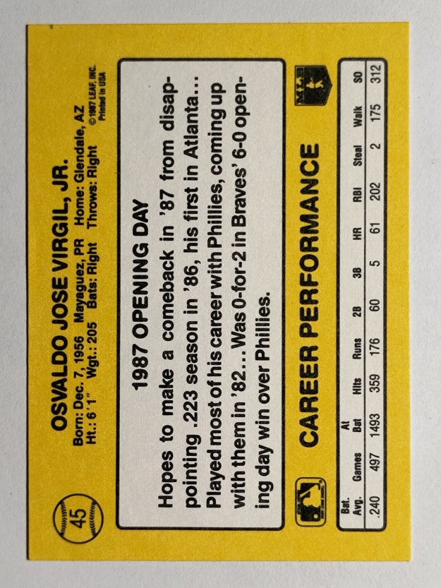 1987 Donruss Opening Day #45 Ozzie Virgil