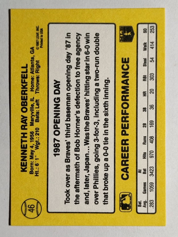 1987 Donruss Opening Day #46 Ken Oberkfell
