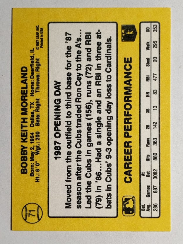 1987 Donruss Opening Day #71 Keith Moreland