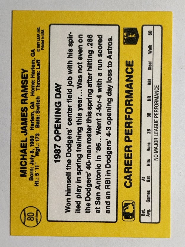 1987 Donruss Opening Day #80 Mike Ramsey