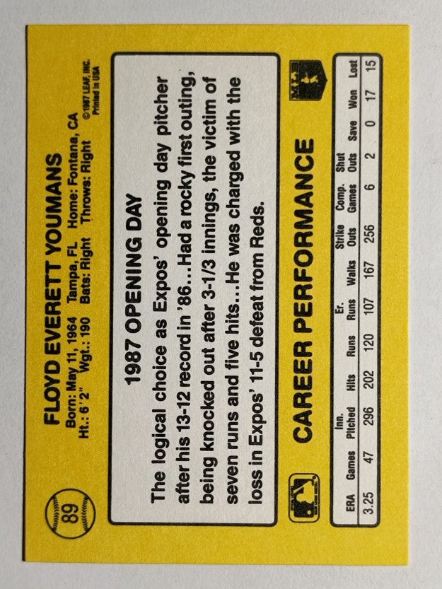 1987 Donruss Opening Day #89 Floyd Youmans