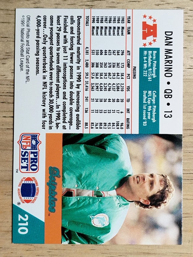 1991 Pro Set #210 Dan Marino