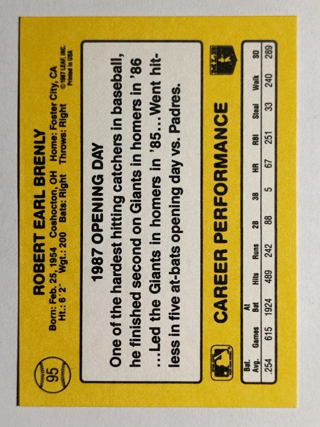 1987 Donruss Opening Day #95 Bob Brenly