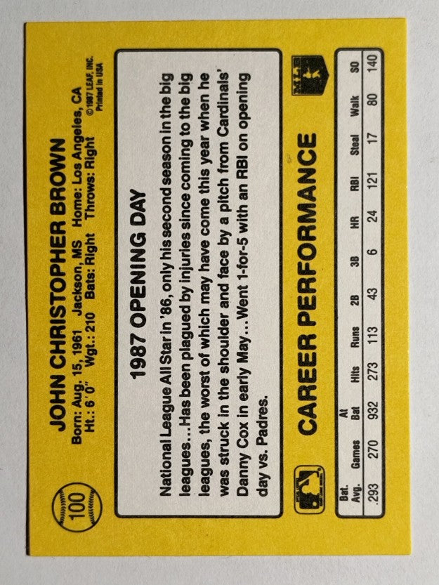 1987 Donruss Opening Day #100 Chris Brown